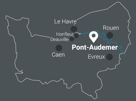 Carte situant Pont-Audemer en Normandie