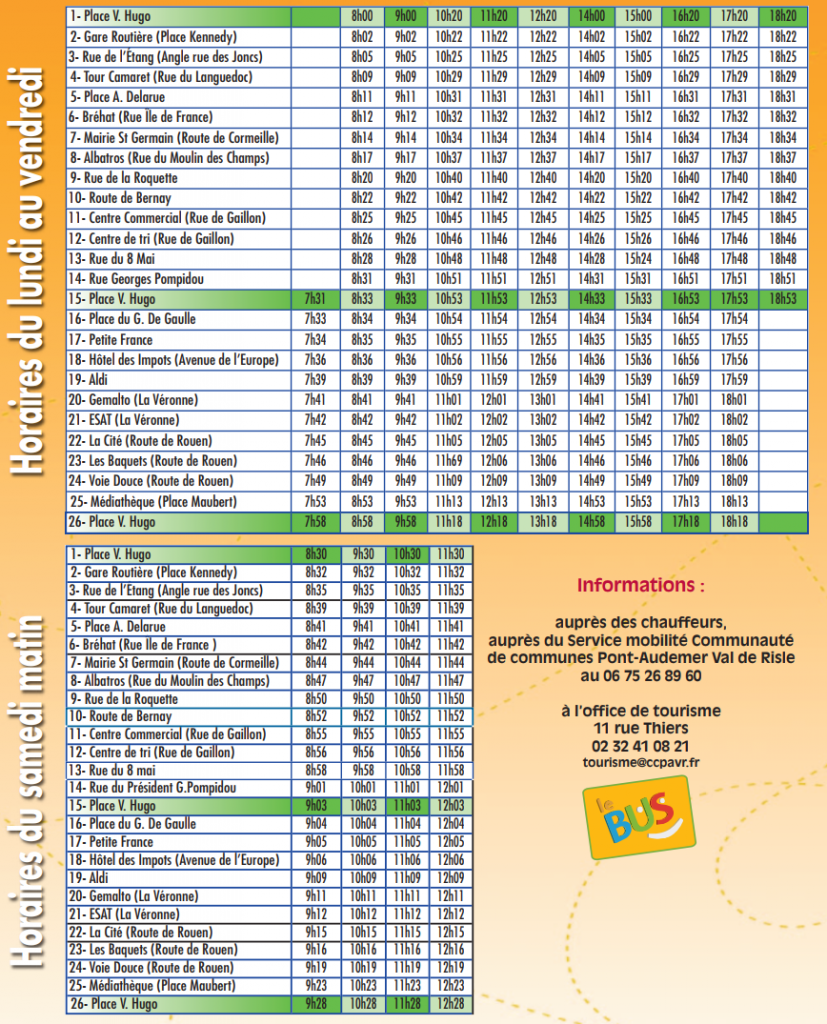 Horaires des bus