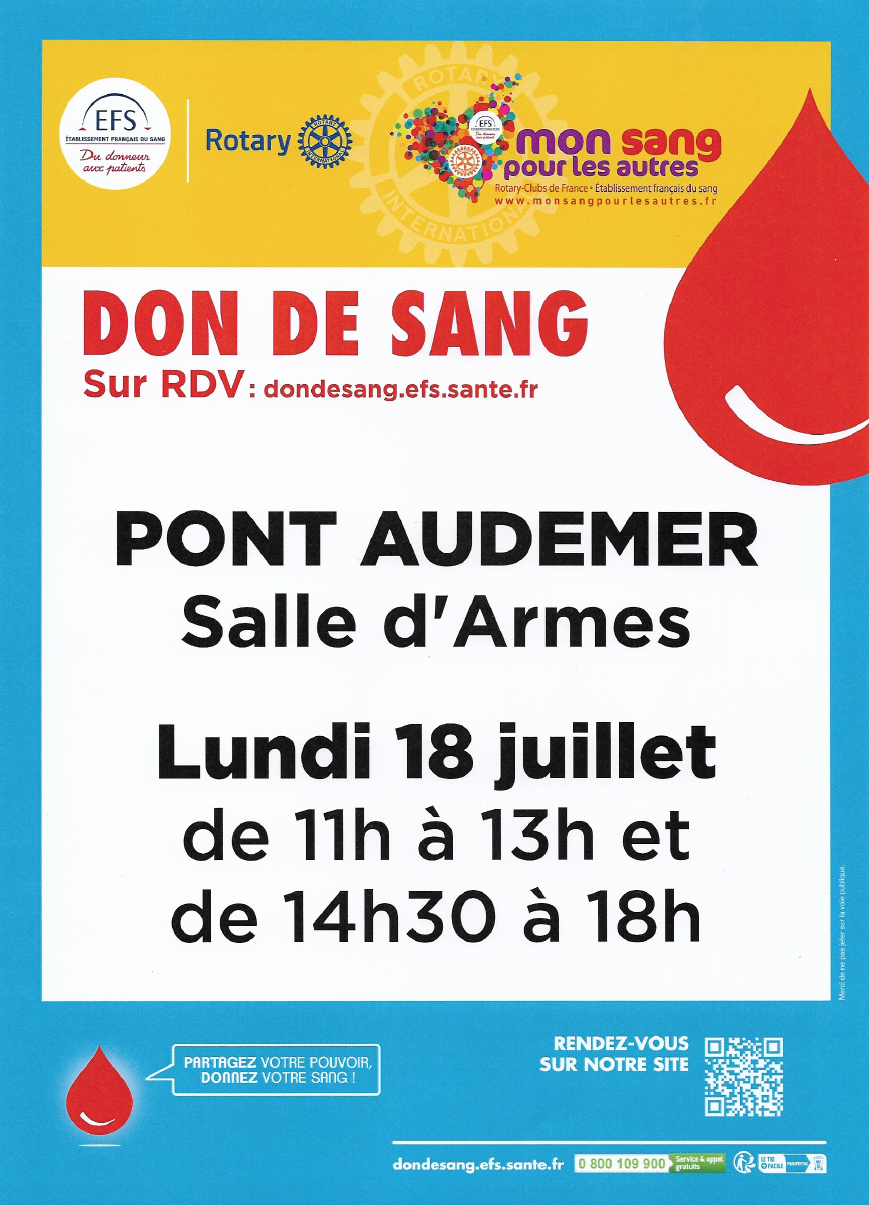 affiche pour le don du sang du 18 juillet