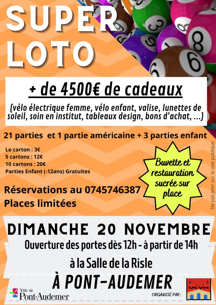 affiche du super loto organisé par l'ucvn