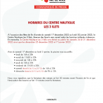 Changement horaires du centre nautique les 3 Ilets